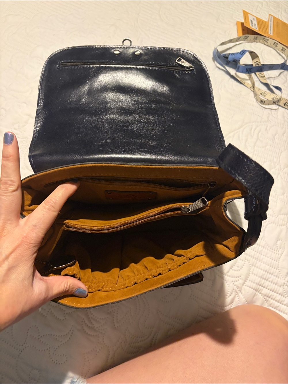 Patricia Nash Navy and Yellow Lemon Print Crossbody Bag - Picture 4 of 6
